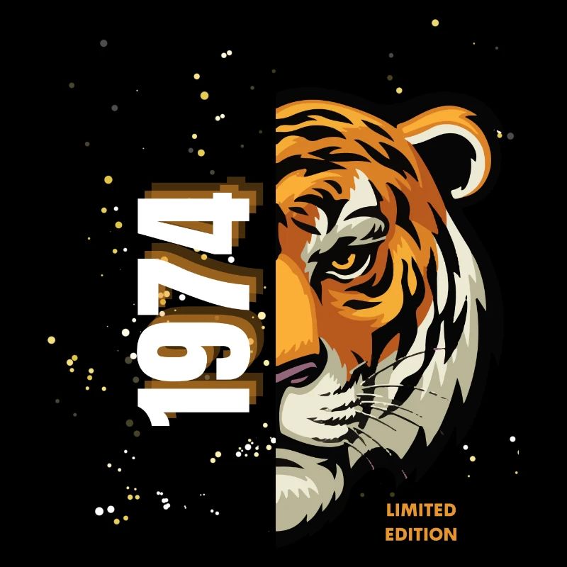 Stylisches Halb-Tiger Design – Geboren 1974