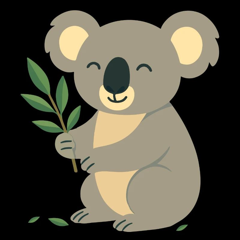 Koala souriant à l’eucalyptus