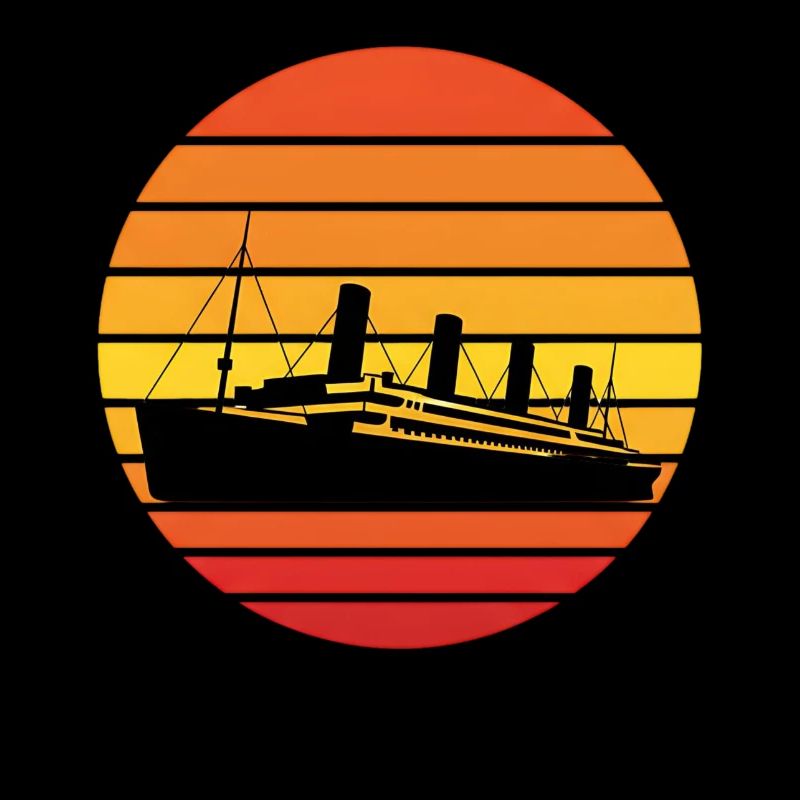 Graphisme vintage du paquebot Titanic Sunset