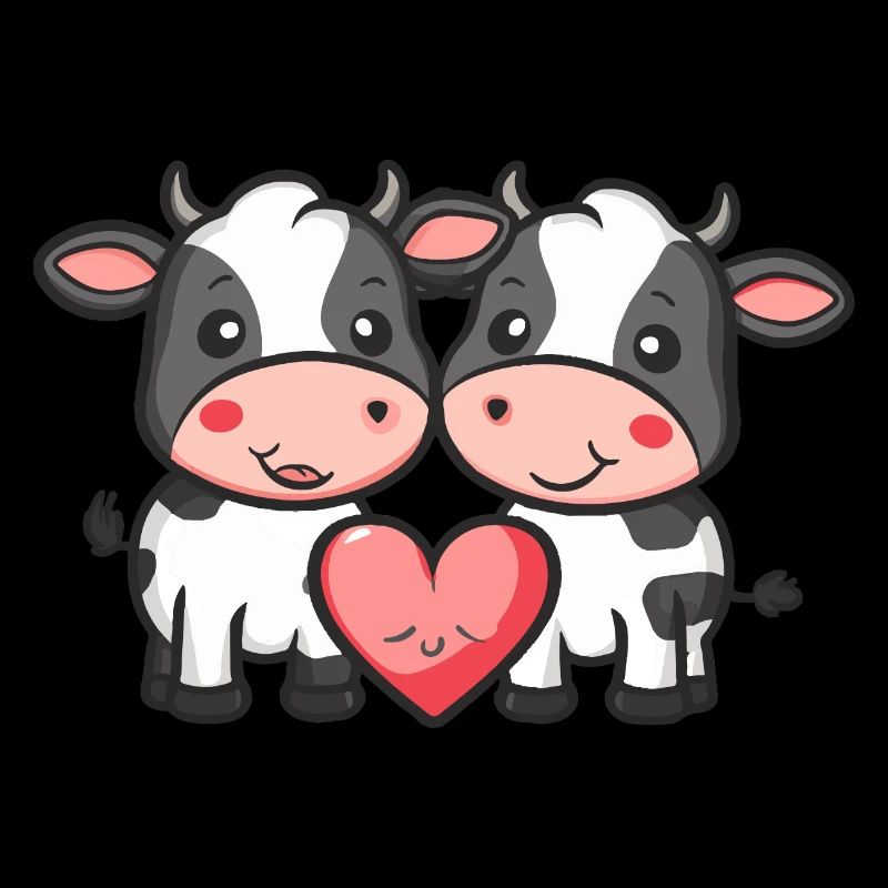 Couple de vaches Amour Saint-Valentin