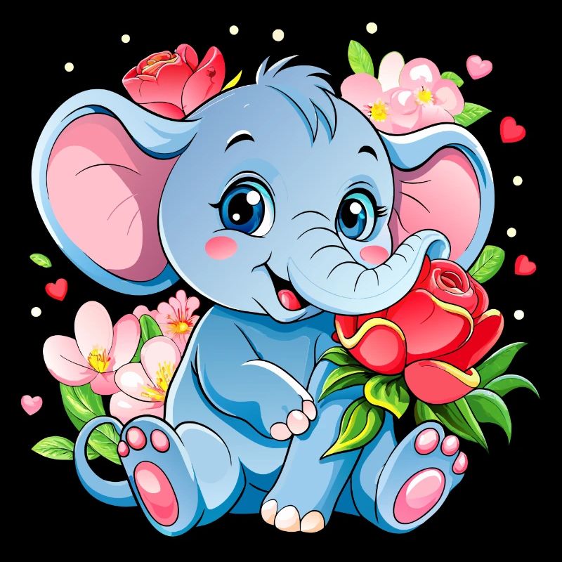Flower Loving Baby Elephant