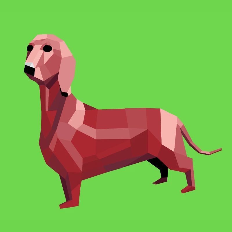 Teckel low poly rouge