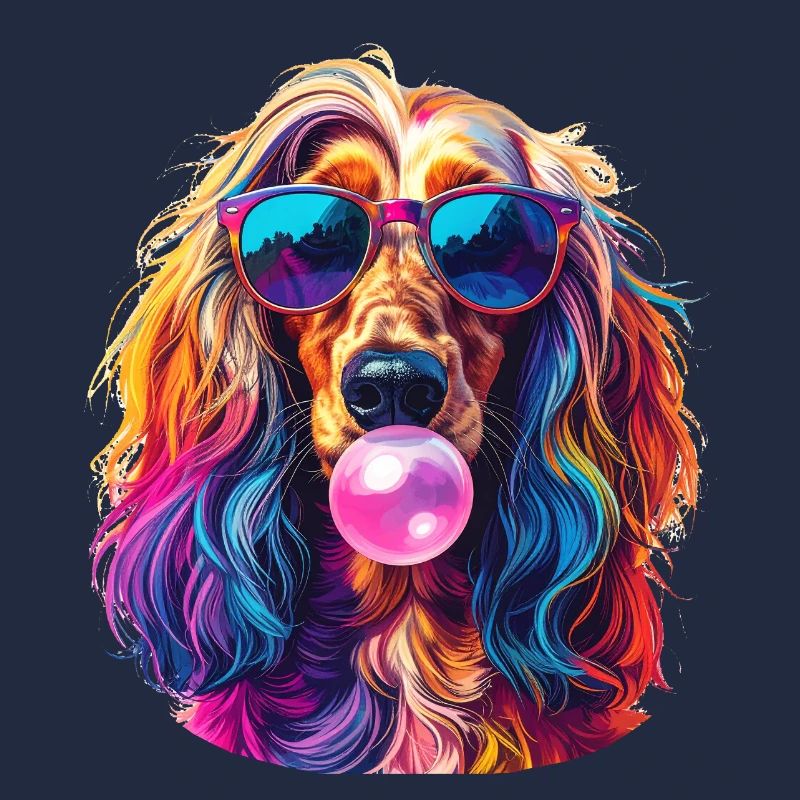 Pop-Art Afghanischer Windhund mit Bubblegum