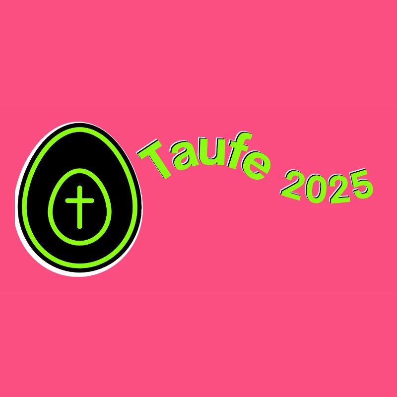Taufe 2025 Kreuz im Ei hell grün Querformat