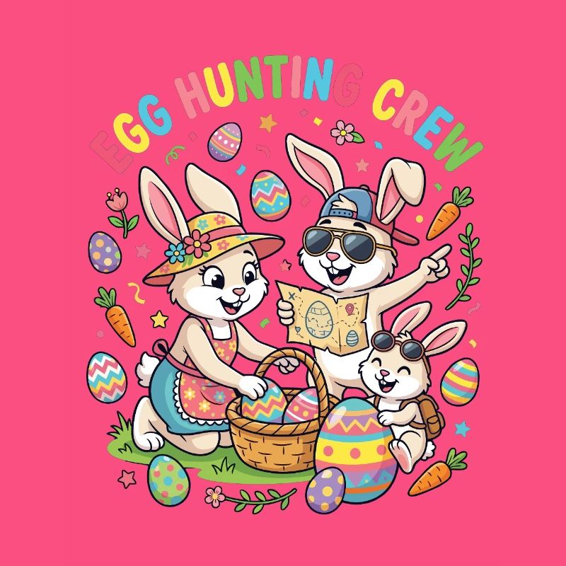 Hosterhasen Familie -Eier Sammler