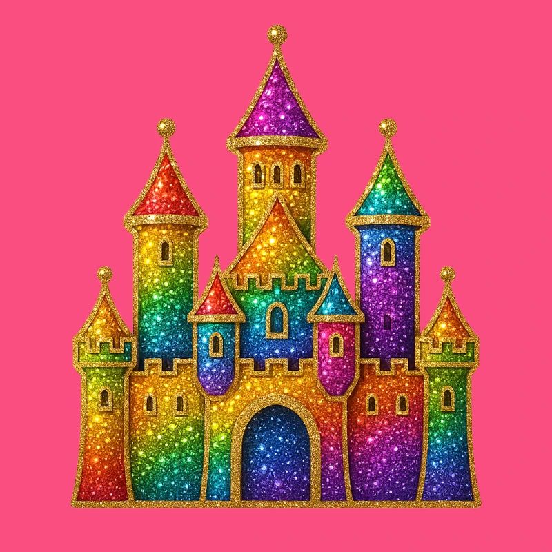Regenbogen-Glitzer-Schloss-Design