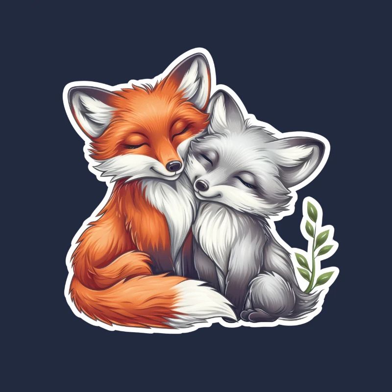 Couple de renards mignons faisant la sieste ensemble