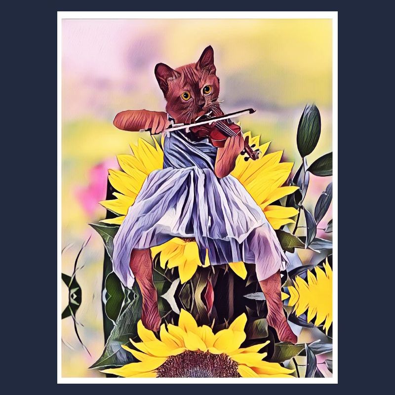 Fiddler Cat on Sunflower