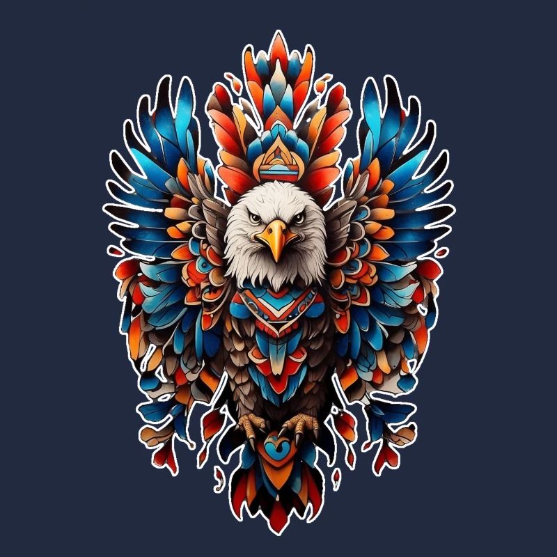 Tattoo Eagle Color Streamline Design