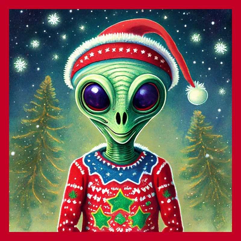 Alien trägt einen hässlichen Weihnachtspullover
