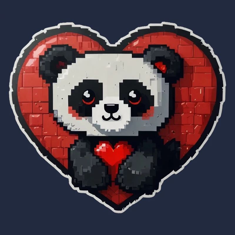 Pixel-Panda mit großem Herz