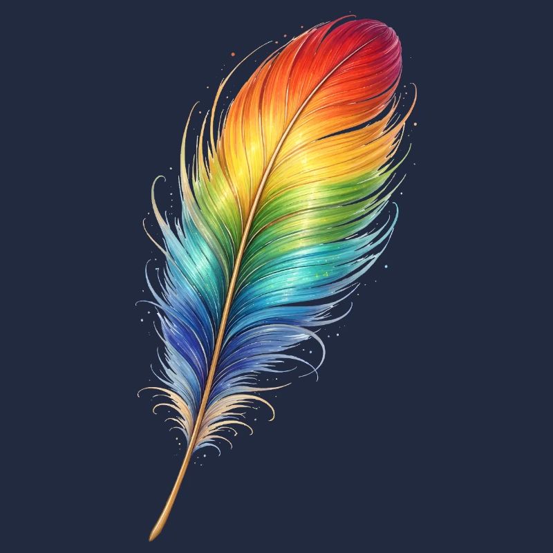 Bunte Feder Regenbogen Boho Design 