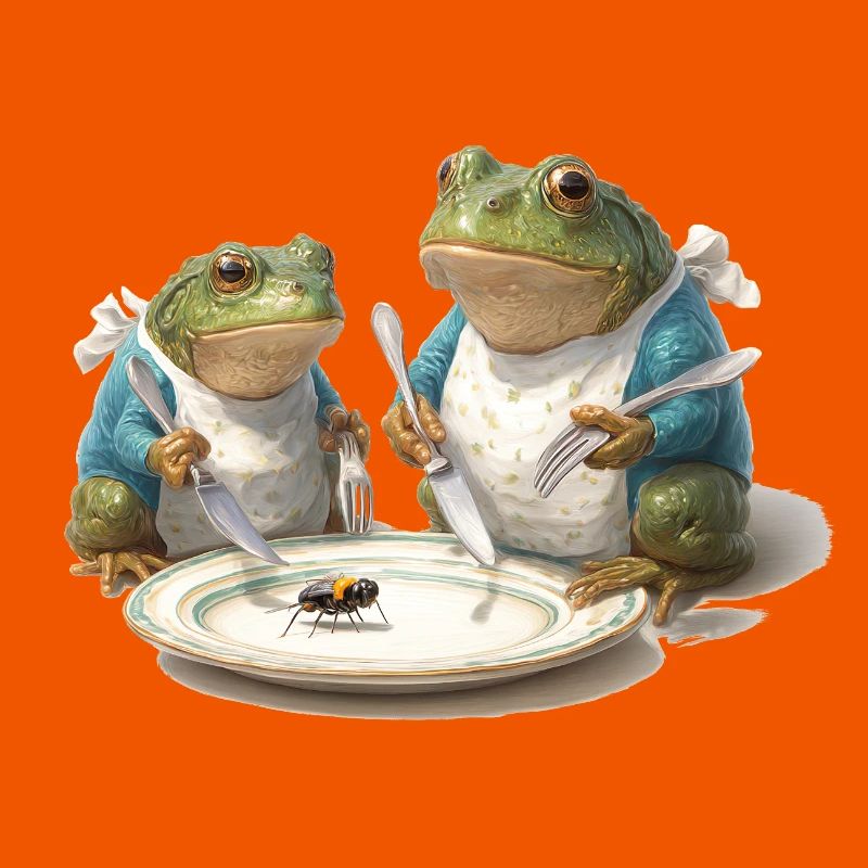 Frosch-Dinner: Fliege am Teller