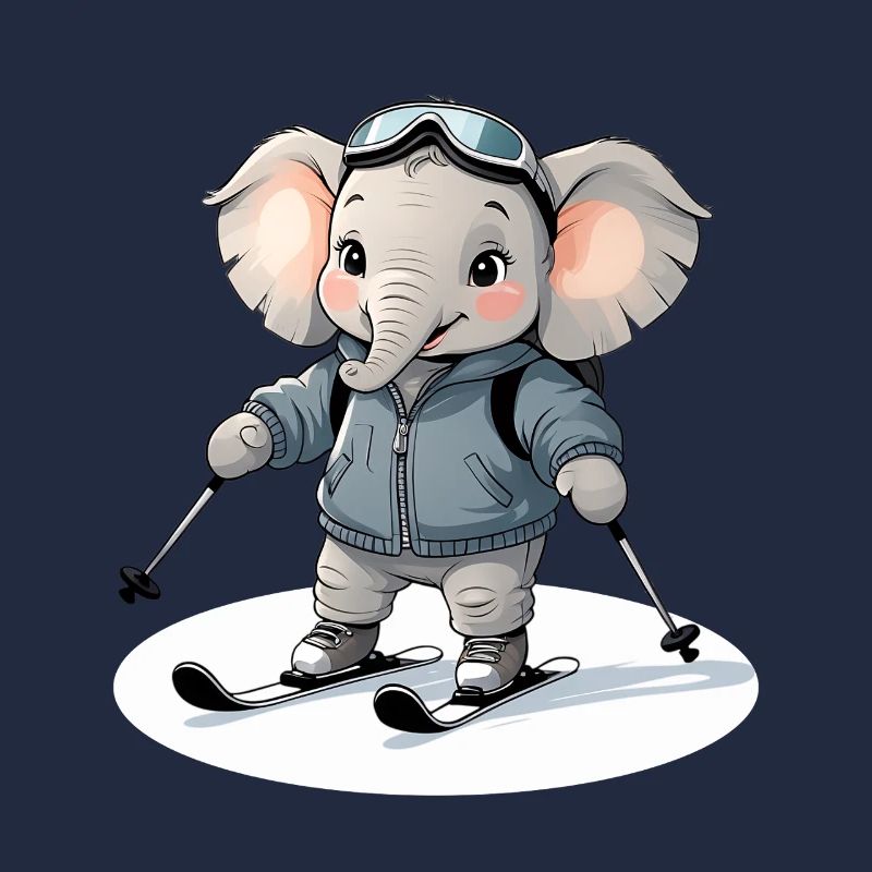 Sweat à capuche éléphant skiant