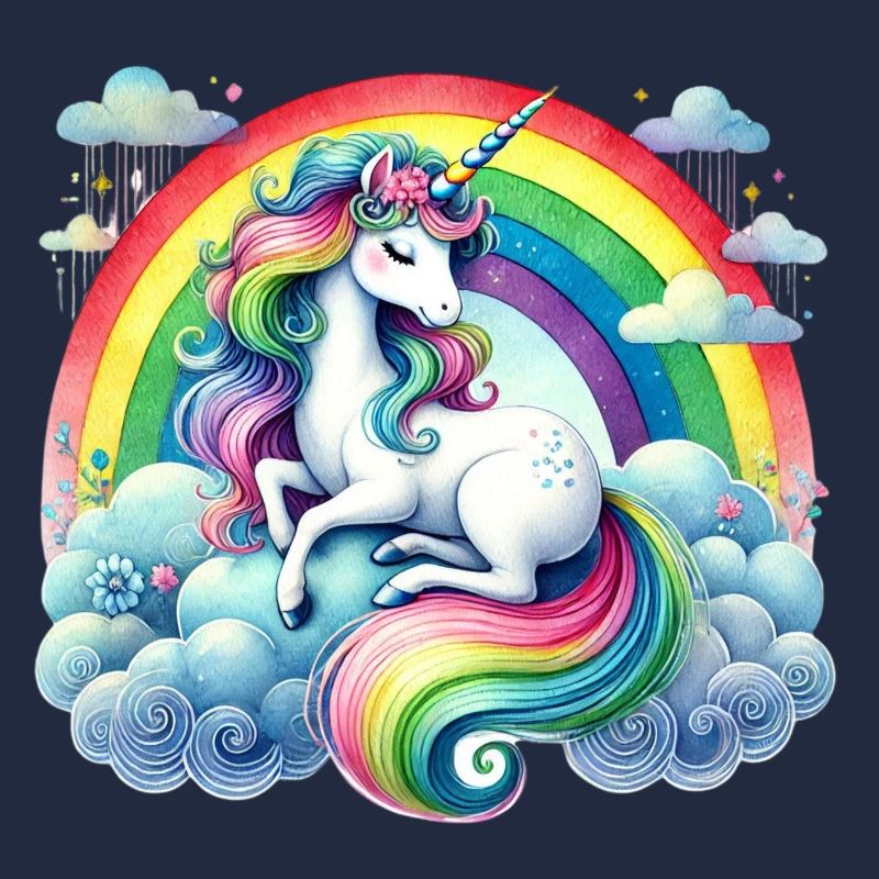 Regenbogen-Einhorn auf Wolken