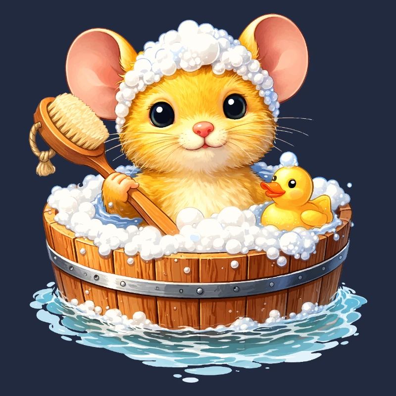 Cute mouse bathing