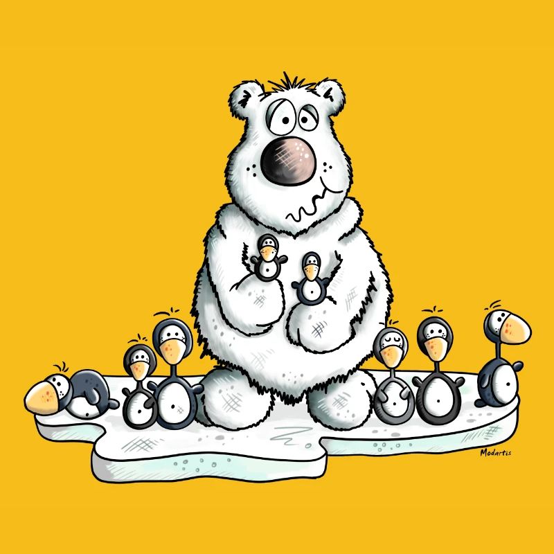 Eisbär mit Pinguinen