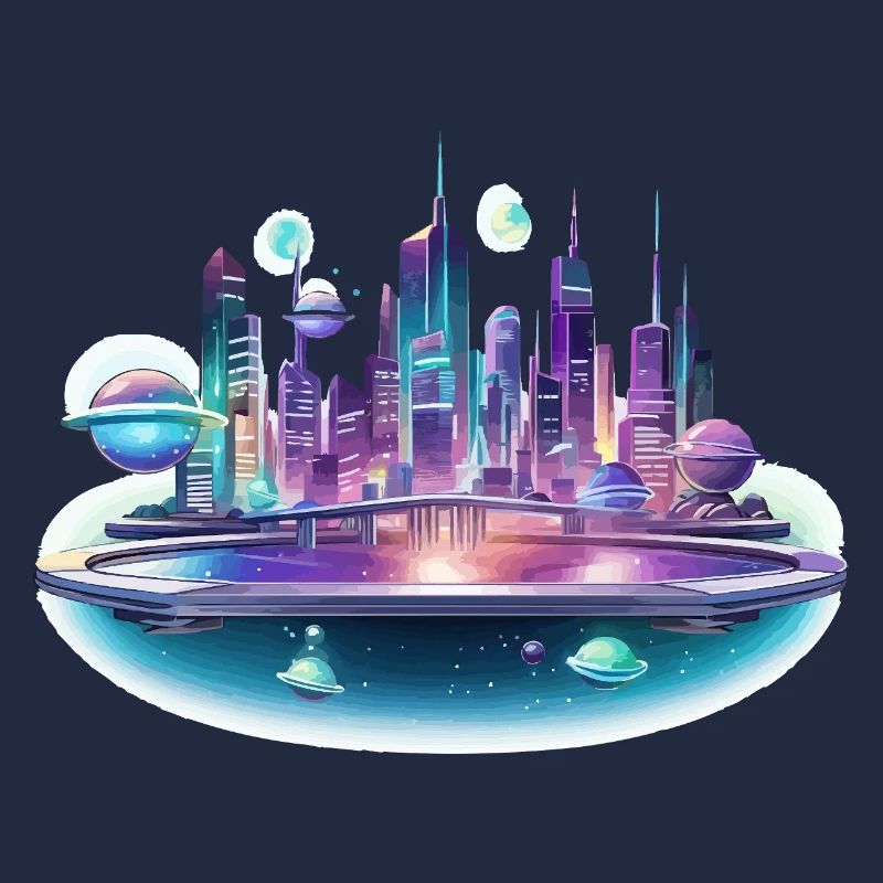 Silhouette de la Cité Spatiale Néon