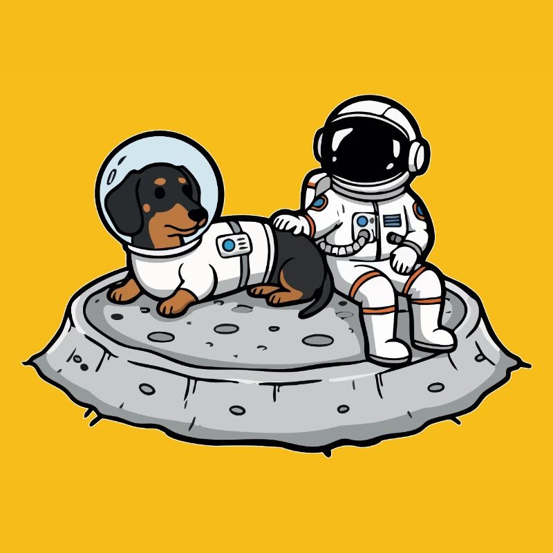 Astronaute Chien Teckel Lune Espace