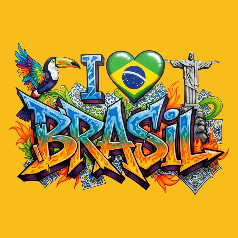 Lebendiges Graffiti Ich liebe Brasil Design