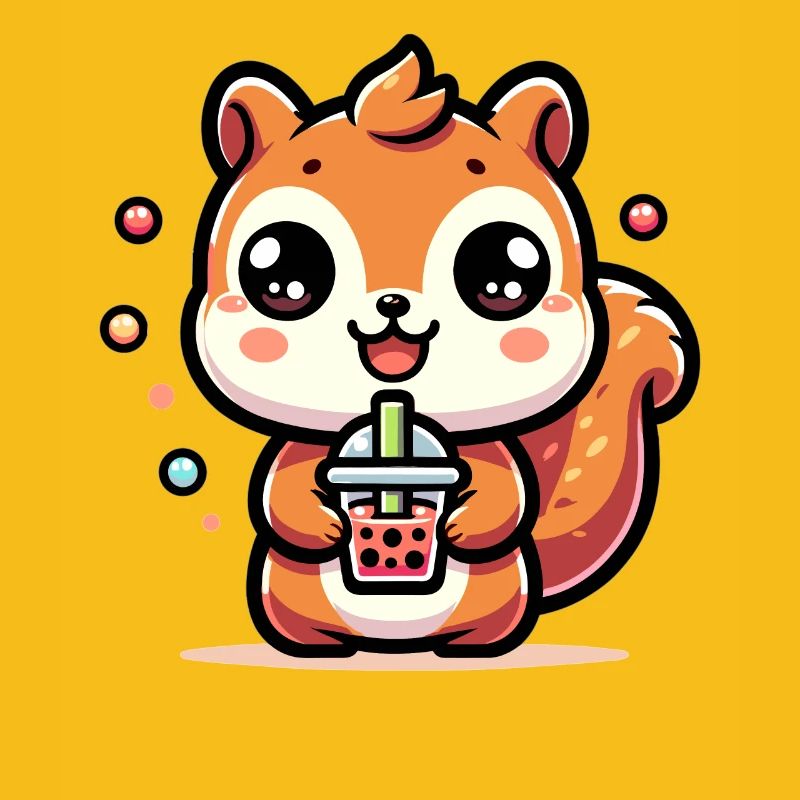 Kawaii Eichhörnchen Bubble Tea Niedliches Tier Eichhörnchen