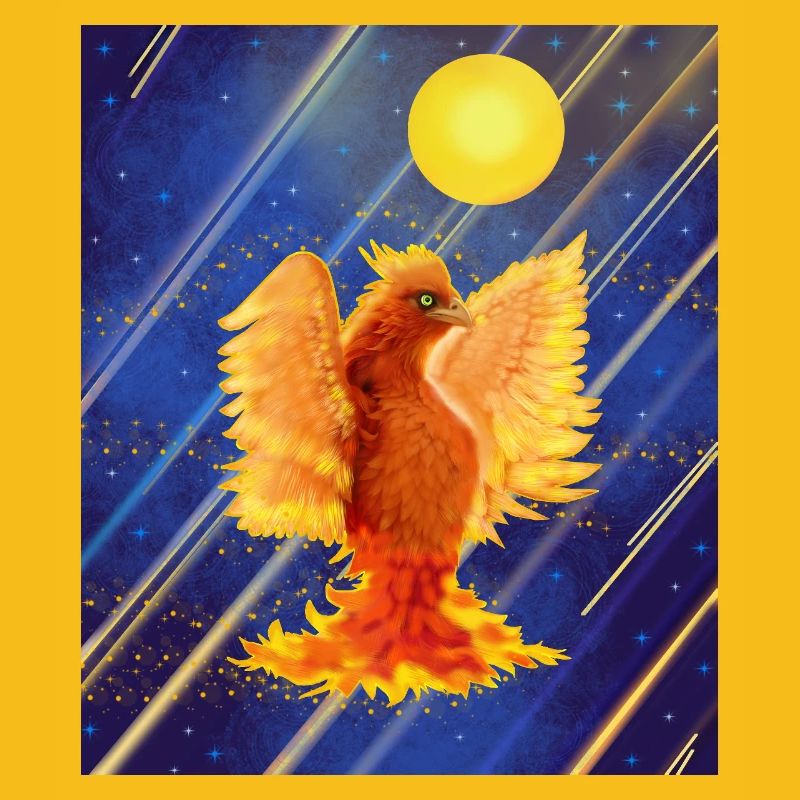 Kosmisch leuchtender Feuervogel: Cyber-Semurg