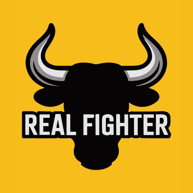 Bold Bull Skull with Real Fighter Text