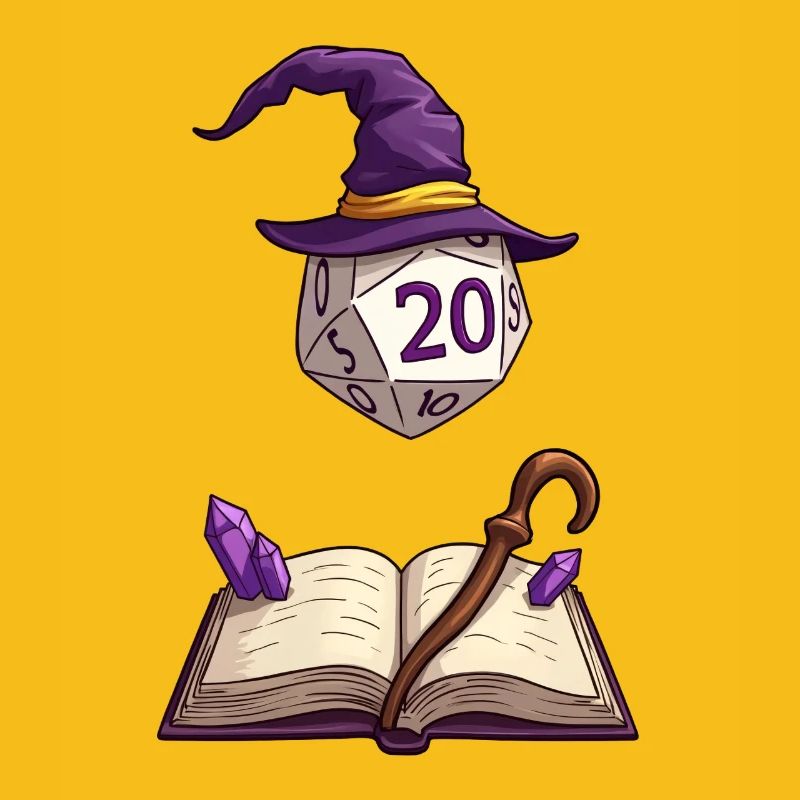 Floating D20 with Magic Hat – Fantasy Dice
