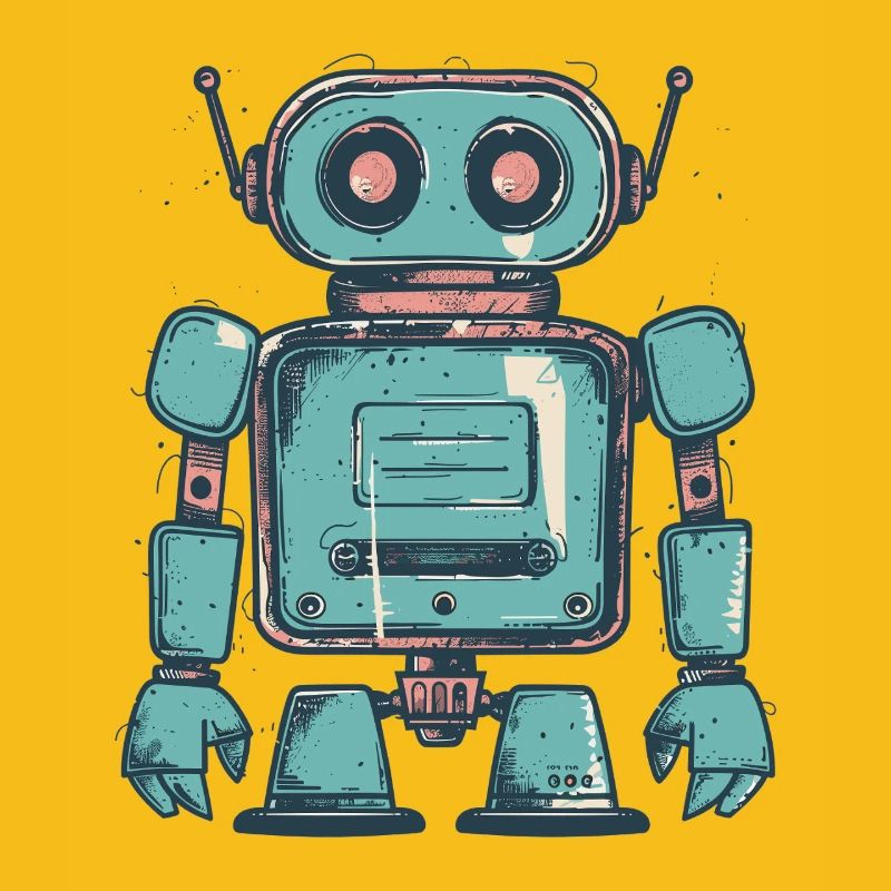 Dessin de robot sarcelle rétro