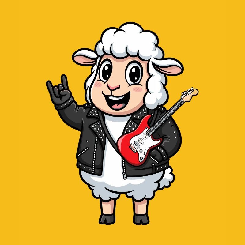 Rocker Sheep mit E-Gitarre