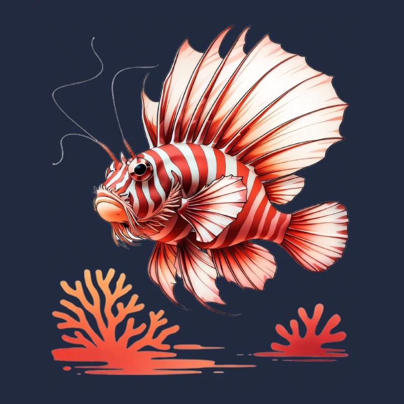 Poisson rayé rouge dans la mer de corail