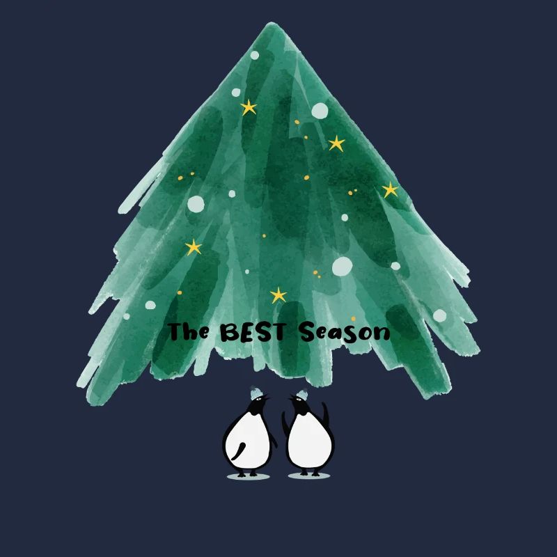 Cute penguins under the Christmas tree