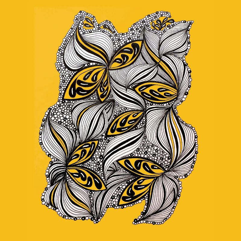 Black and white leaf pattern