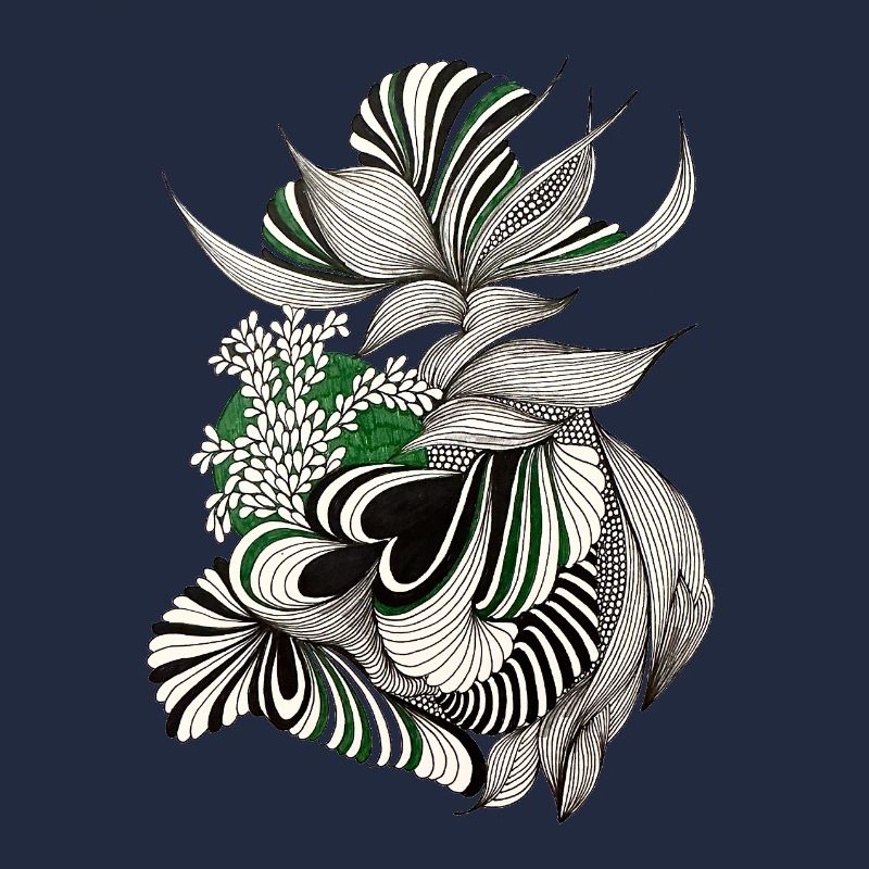 Green Lines Botanical Pattern