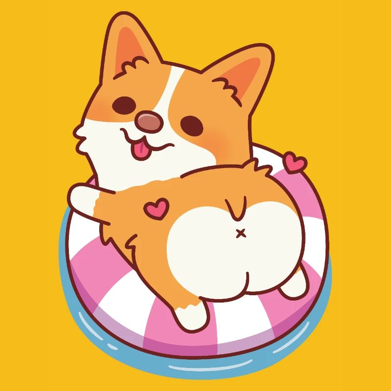 Cute Corgi Chilling On Pool Float Summer