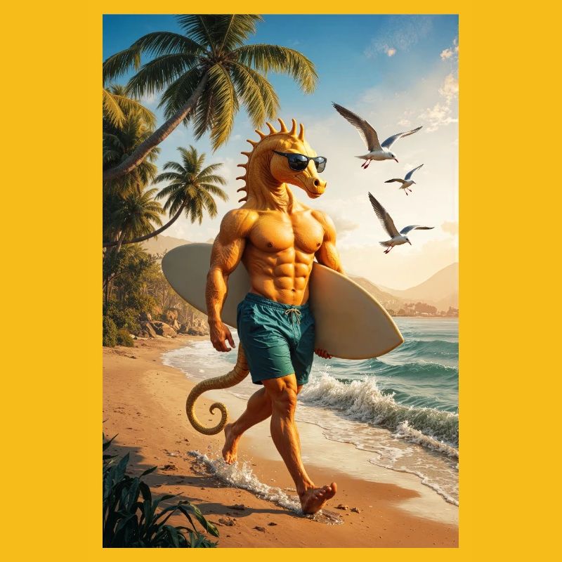Surfer Humanoides Seepferdchen