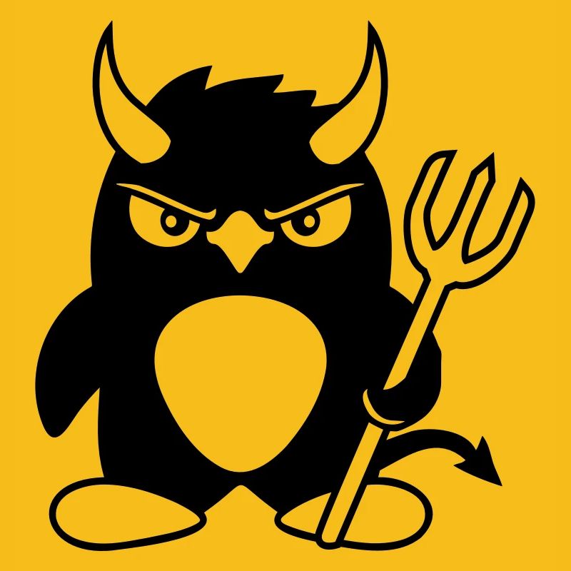 Pingouin Cornes de diable Trident Enfer Mal Satan
