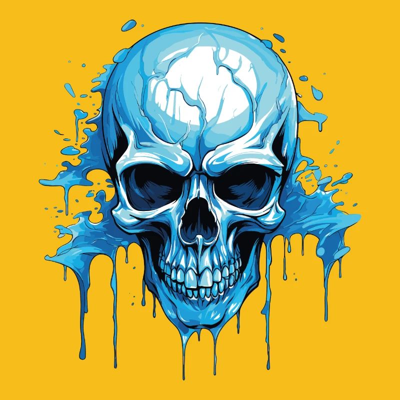 Blue Skull Ink Flow