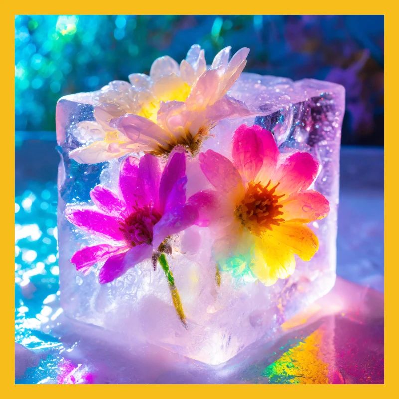 Blumen im Eis