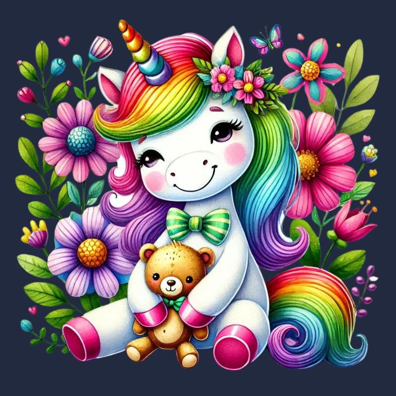 Regenbogen Einhorn Blumentraum