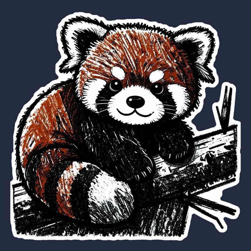 Cute Red Panda (Charcoal/Crayon)
