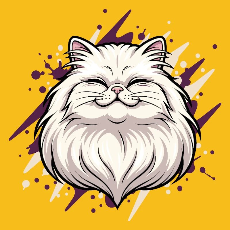 Fröhlicher Katzenkopf mit Farbklecks