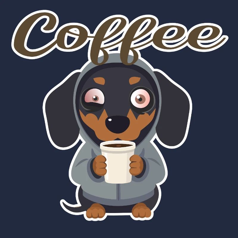 Teckel mignon au café