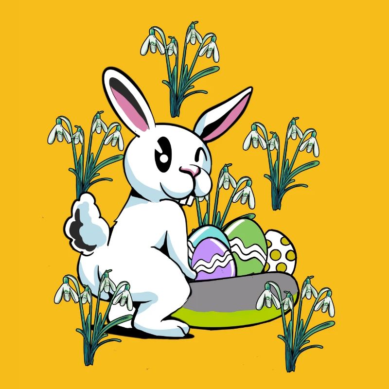 Fleurs de perce-neige de printemps Lapin de Pâques