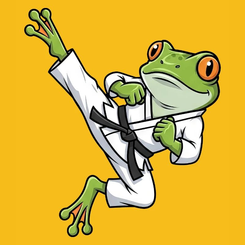 Whimsical Frog Toad Toad Karate Martial Arts