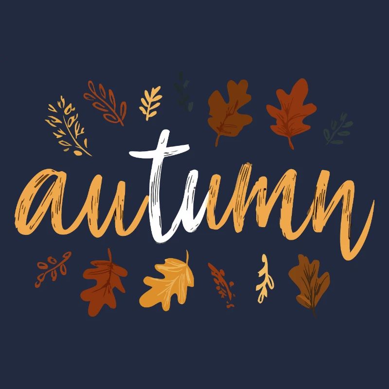 Autumn – Handlettering mit Herbstblättern.