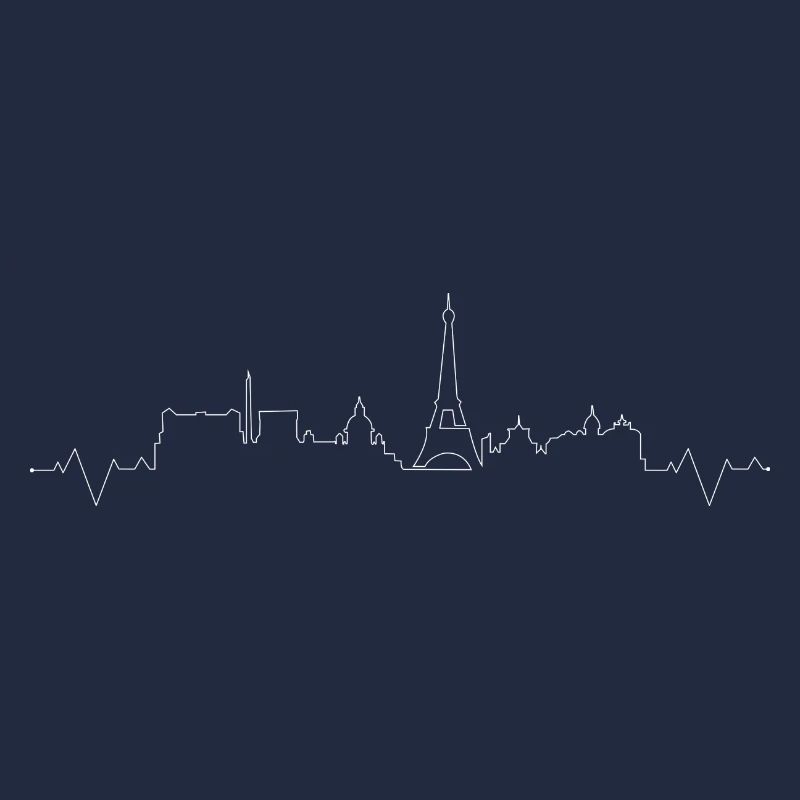 Paris Skyline Heartbeat Line