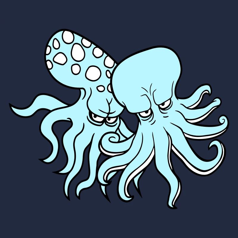 2 Méchant Poulpe Pieuvre Calmar Céphalopode Équipe