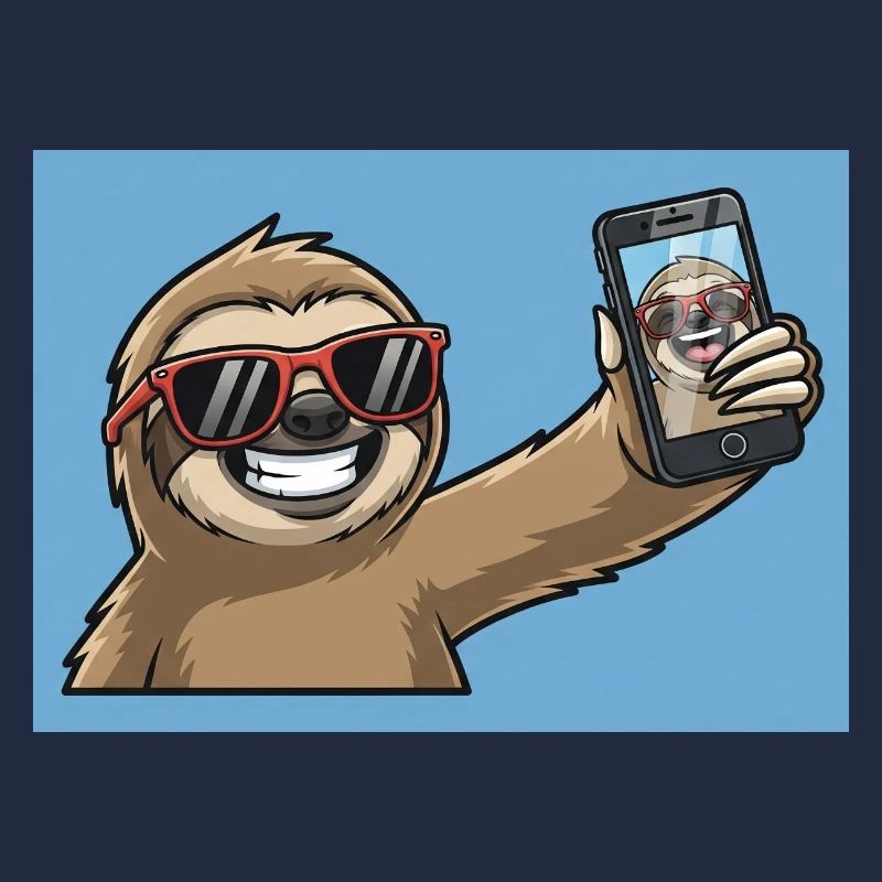Conception de selfie de paresseux cool
