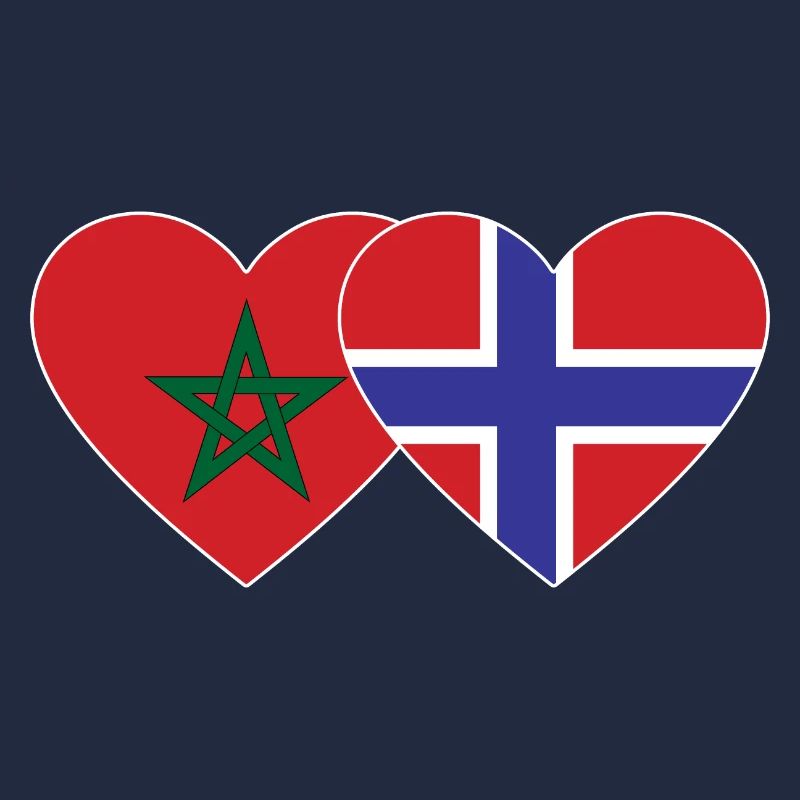 Morocco Norway Flag Heart